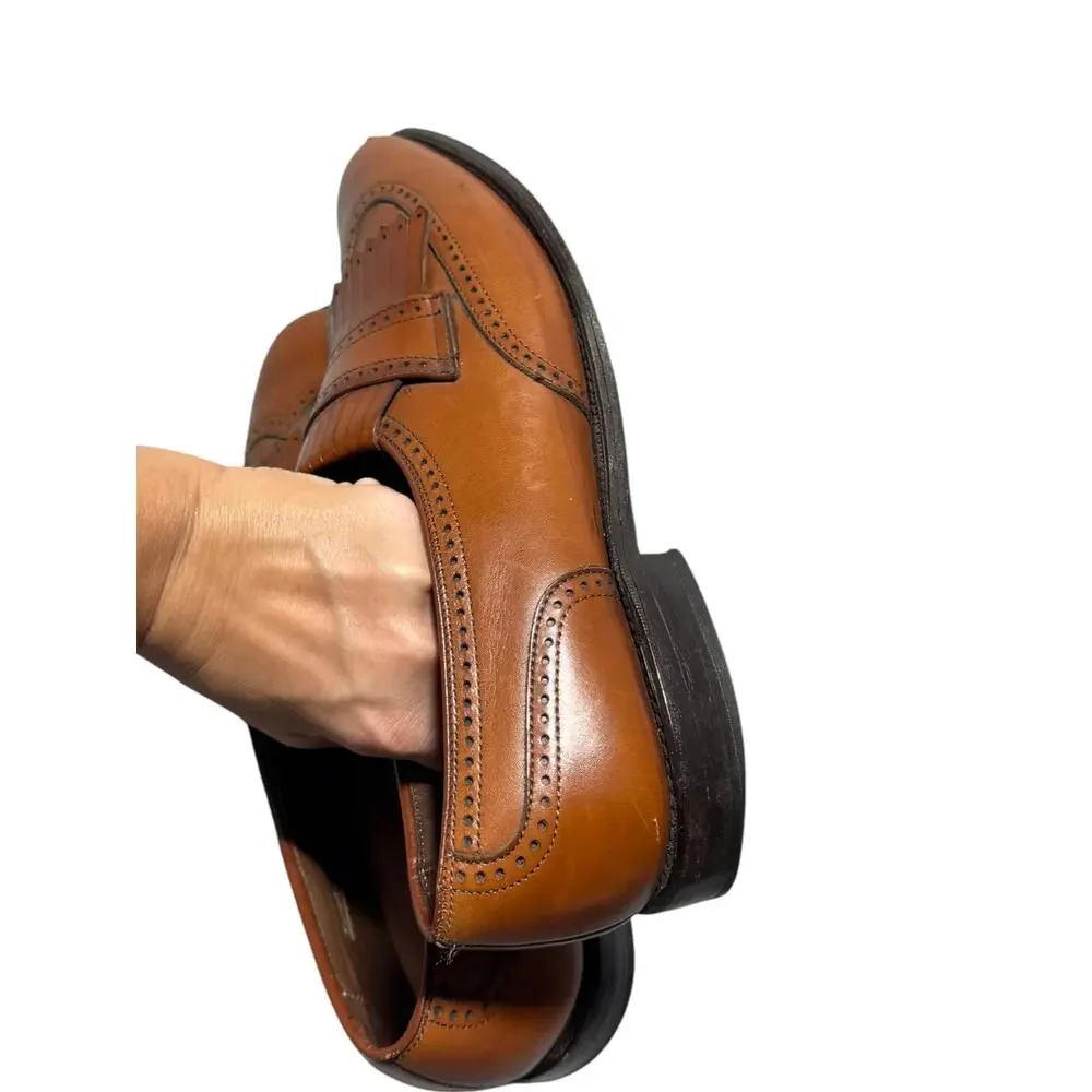 Allen Edmonds Bridgeton Loafers Mens 8.5D Brown Leather Kiltie Wingtip Slip On